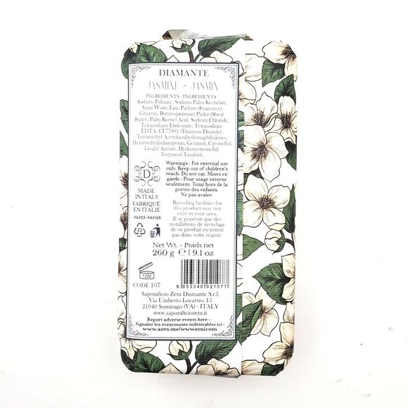 Diamante JASMINE Finest Triple Milled ITALIAN Bar Soap 9.1 oz FLORAL WRAP - Picture 2 of 6